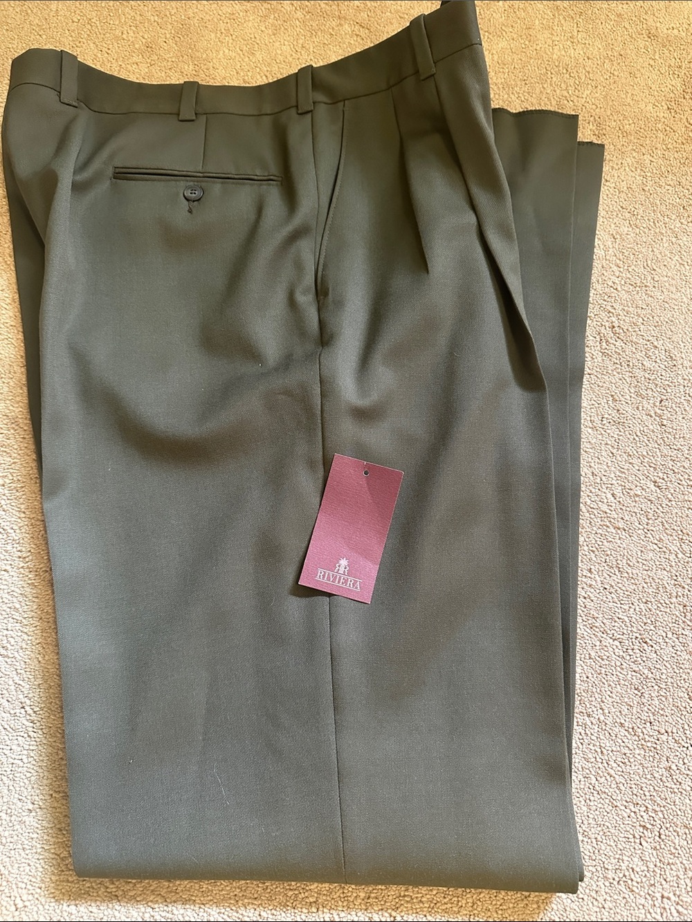 Riviera Men's Olive Green Dress Pants
